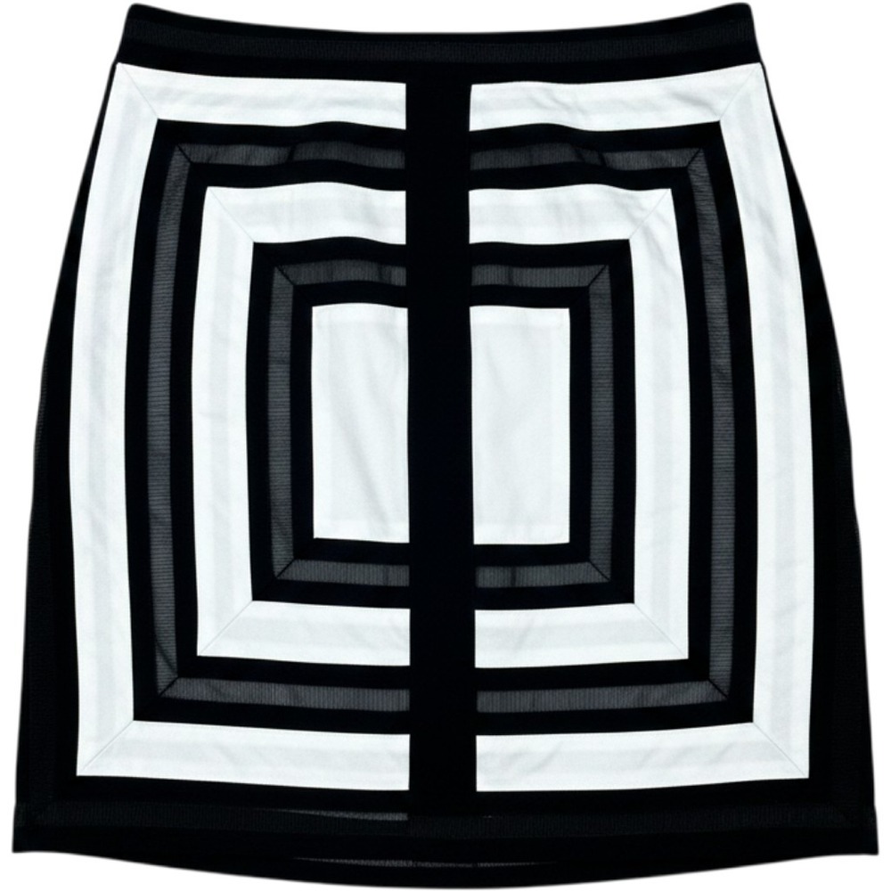 White House Black Market Skirt Women 8 Black White Brown Geometric